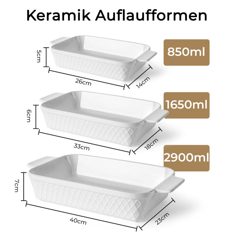 MIAMIO Auflaufformen Set 3 teilig Palmanova aus Keramik 