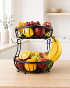 Obstkorb Etagere 2-stöckig aus Metall Schwarz