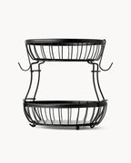 Obstkorb Etagere 2-stöckig aus Metall Schwarz