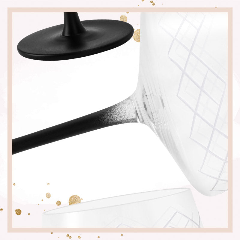 Miamio Coupe Gläser Crystaluna 4er Set Glas mit schwarzem Fuß