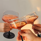 Miamio Coupe Gläser Crystaluna 4er Set Glas mit schwarzem Fuß