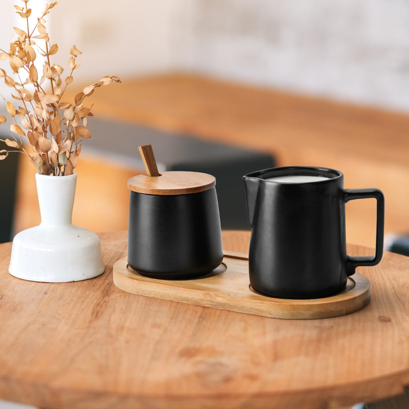 Miamio Milch und Zucker Set Keramik, mit Deckel, Loffel und Kannchen