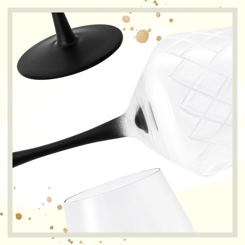 Miamio Weißweingläser Crystaluna 4er Set Glas mit schwarzem Fuß