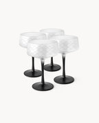 Miamio Coupe Gläser Crystaluna 4er Set Glas mit schwarzem Fuß