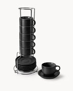 Miamio Espressotassen Le Papillon 6er Set Keramik 75ml schwarz