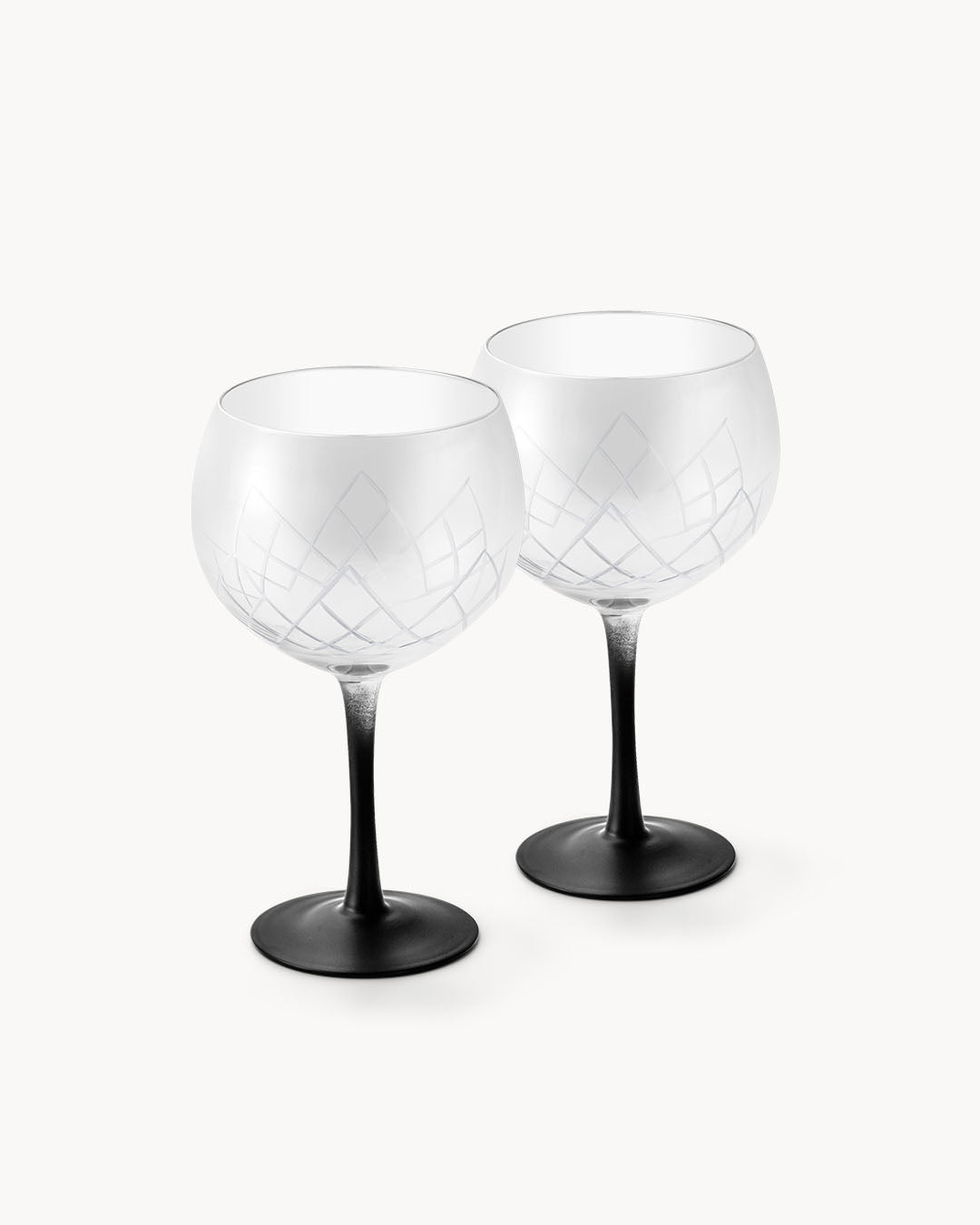 Miamio Gin Gläser Crystaluna 2er Set Glas, mit Messbecher, Rührlöffel und schwarzem Fuß