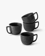 Miamio Kaffeetassen schwarz Oasis 4er Set Keramik 450ml