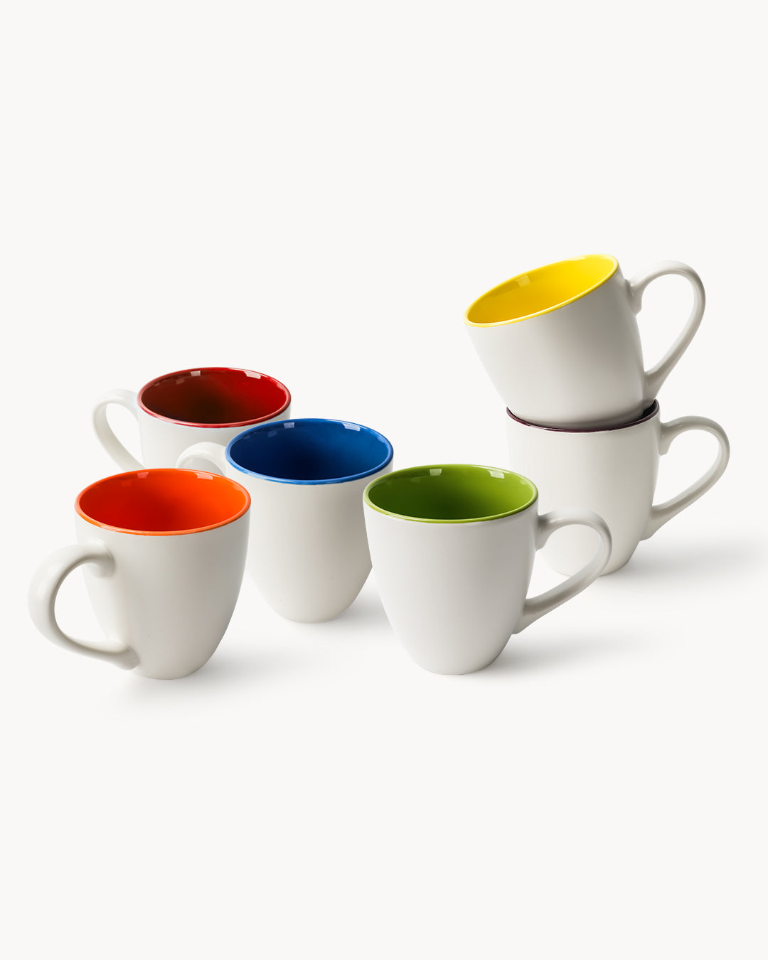 Miamio Kaffeetassen weiß Le Papillon 6er Set Keramik innen bunt 350ml