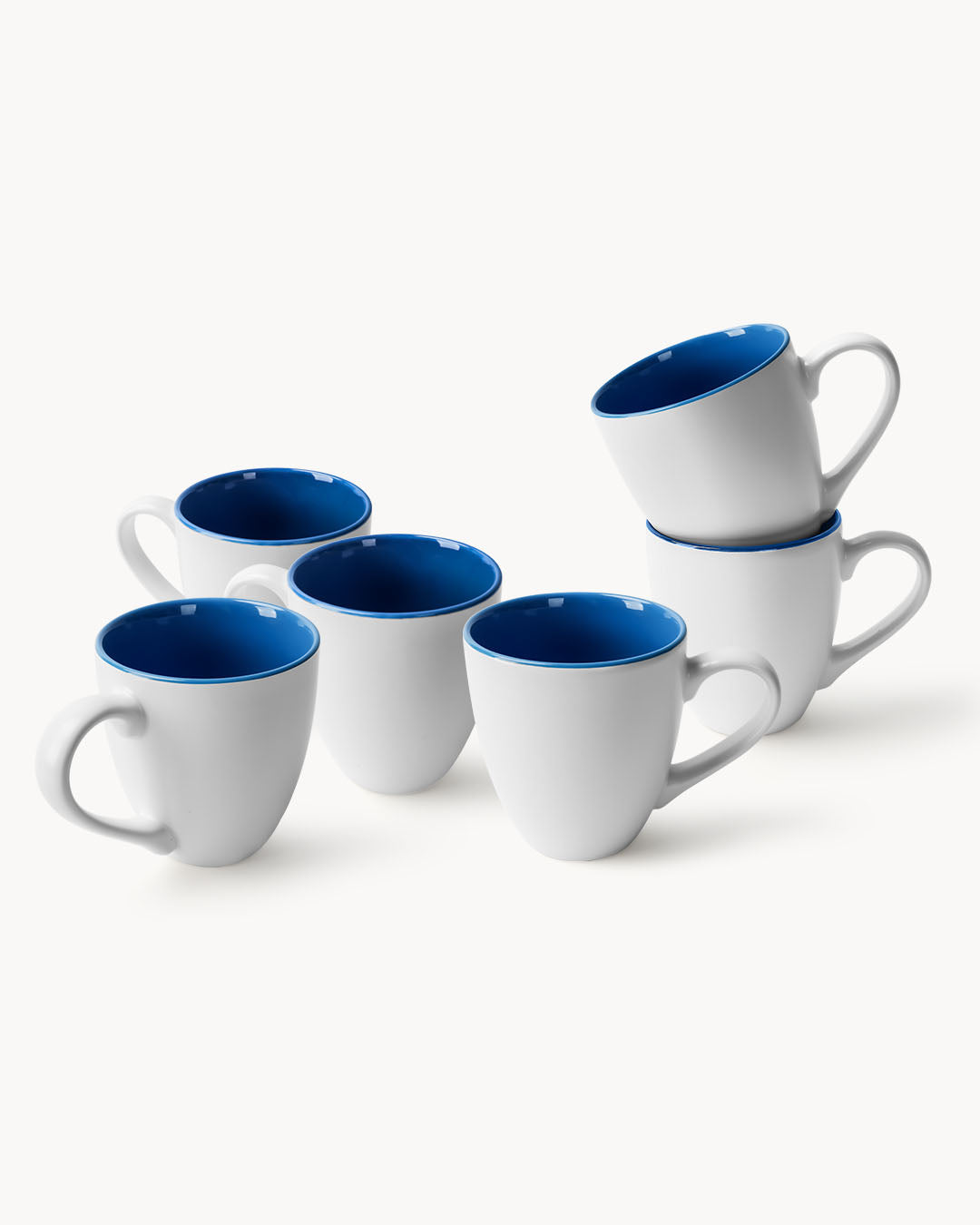 Miamio Kaffeetassen weiß Le Papillon 6er Set Keramik innen bunt 350ml