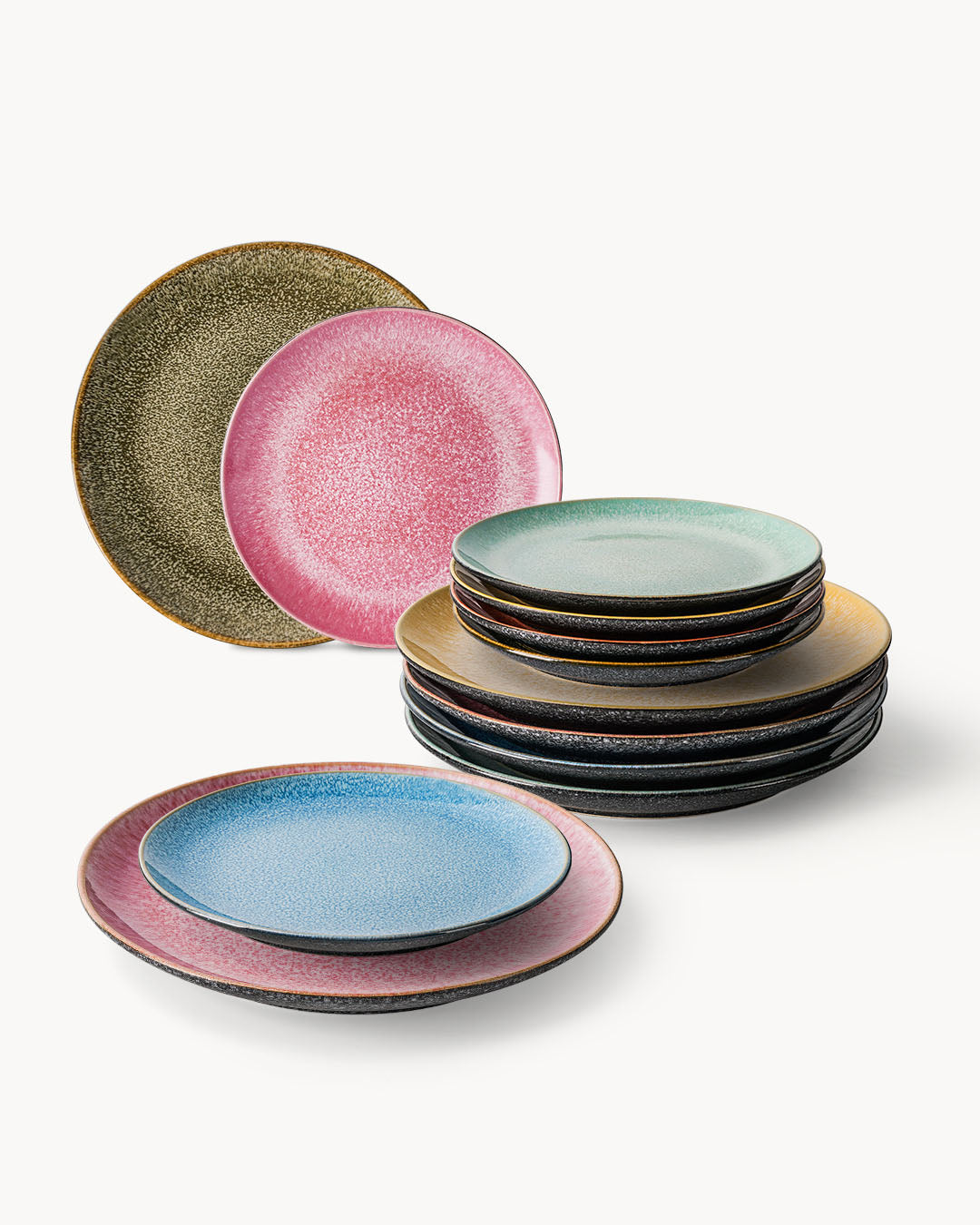 Miamio Las Palmitas Geschirr Set 24-teilig fur 6 Personen, Teller & Tassen Keramik