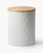 Miamio Vorratsdosen 3er Set Keramik mit Holzdeckel Palmanova weiß