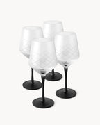 Miamio Weißweingläser Crystaluna 4er Set Glas mit schwarzem Fuß